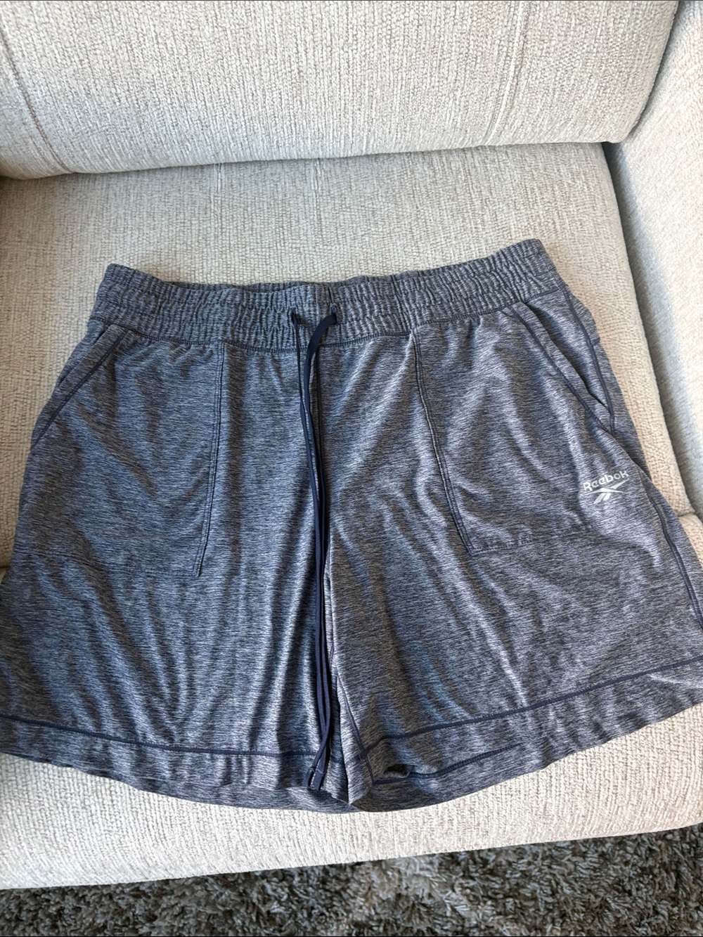 Reebok Women's Navy Heather Athletic Shorts with Pockets